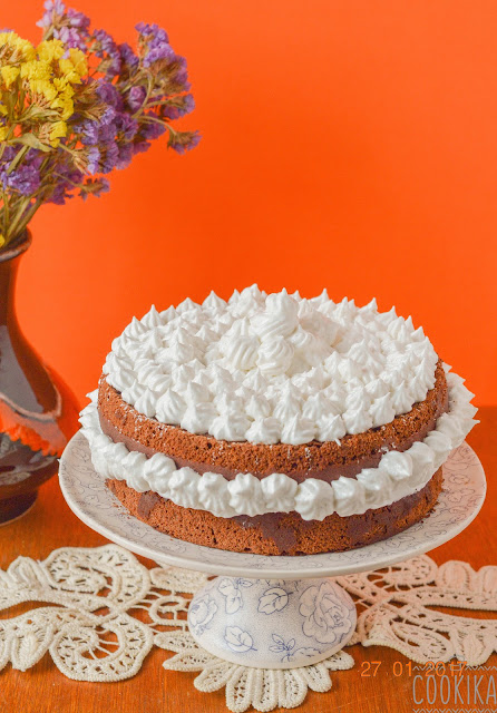 Chocolate cake with swiss meringue frosting