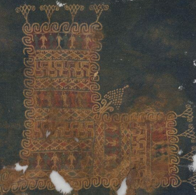 Egyptian cloth with swastikas and other designs.