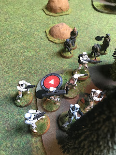 Luke is killed in a hail of Stormtrooper blaster fire