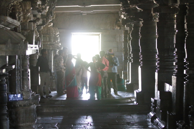 Inside the first room of the Hoysaleswara Temple, Halebid, Karnataka