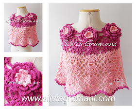 pelerine em croche, pelerine com flores