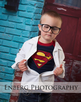 Superman child photography superman shirt and glasses