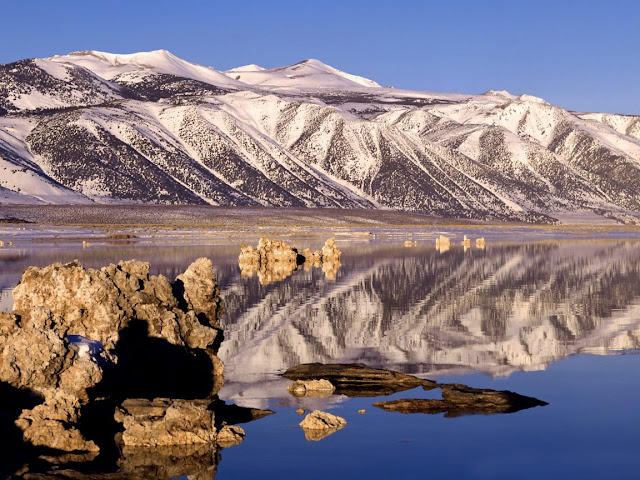 Lake view with ice hills