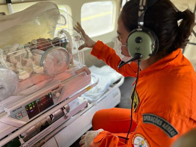 Resgate aeromédico leva bebê de volta para ser tratado junto da família, em Cajazeiras