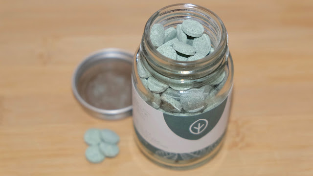 Georganics mouthwash tablets in a glass jar