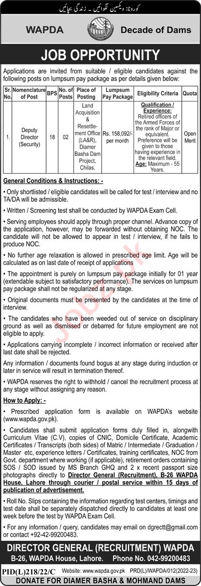 WAPDA Water and Power Development Authority Jobs 2022 Lahore 