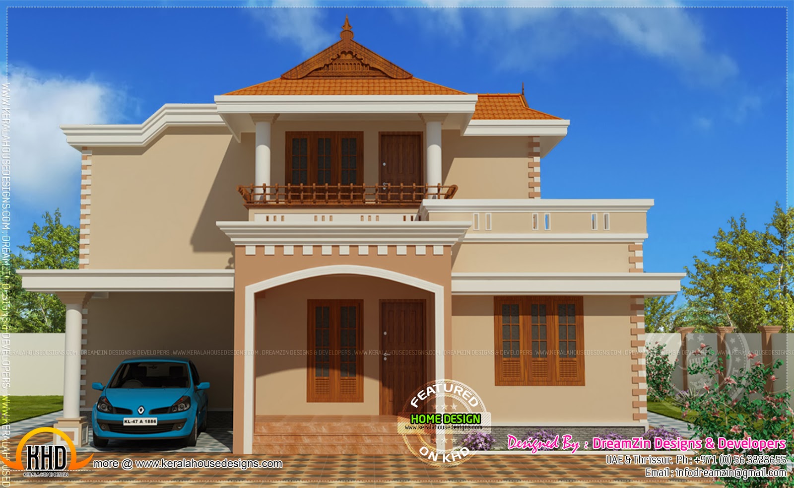  Simple  double storied house  elevation  Kerala home  design  