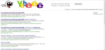 print screen du moteur de recherches yabeee