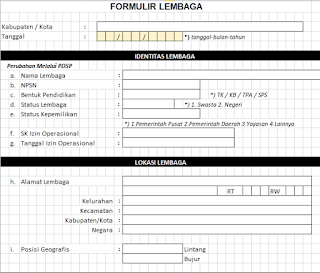 Contoh Format Formulir Lembaga PAUD-DIKMAS 