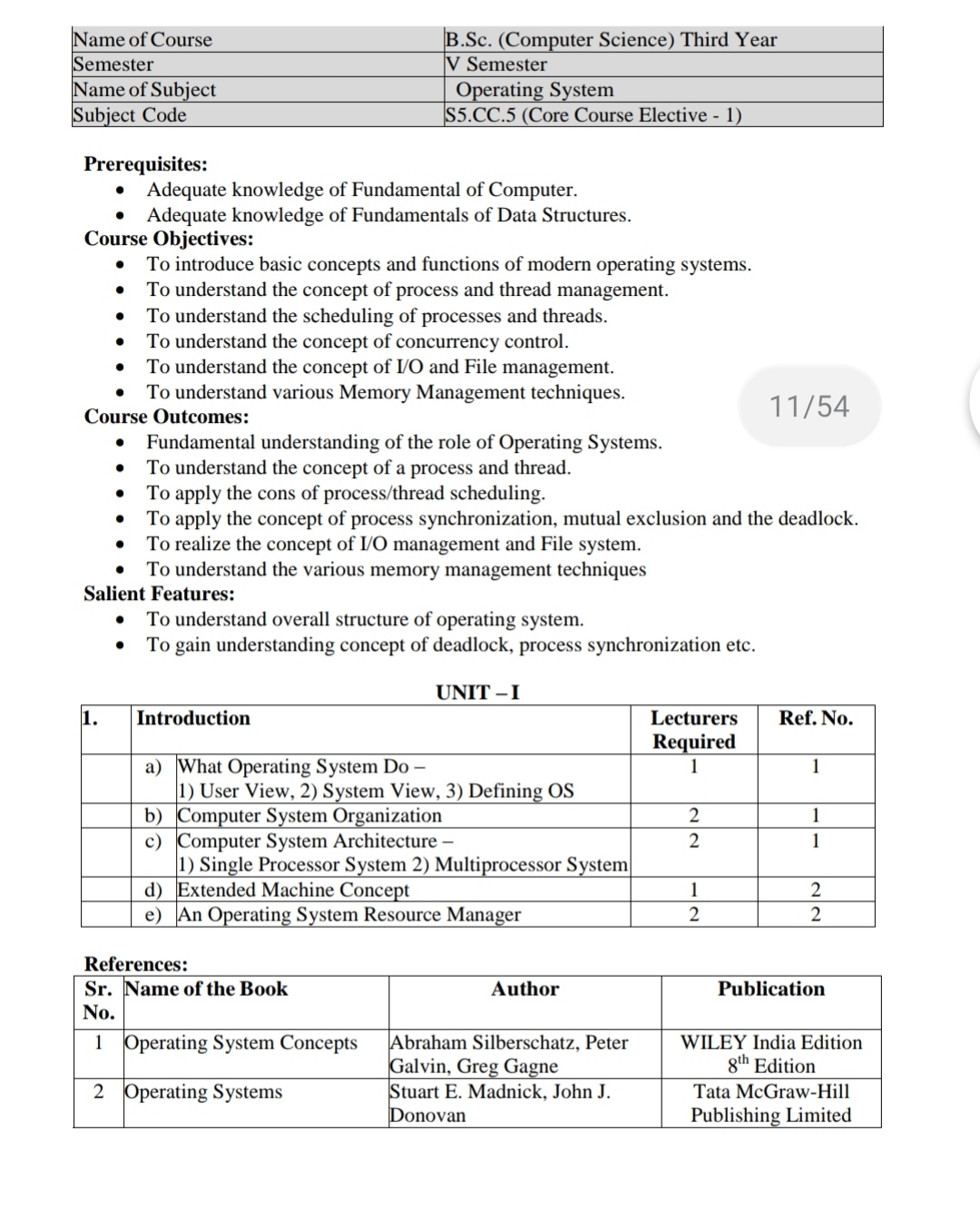 srtmun university bcs bsc cs syllabus 2020 2021 operating systems