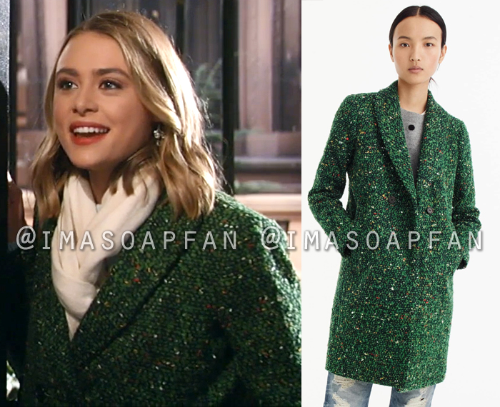 Kiki Jerome, Hayley Erin, Speckled Green Tweed Coat, General Hospital, GH