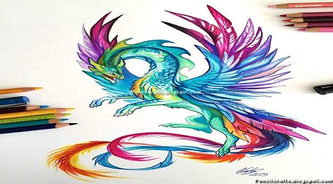 New Color Pencil Drawings Dragon