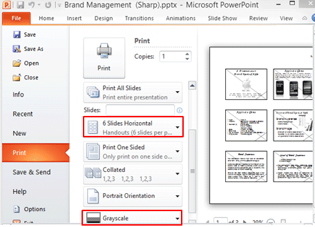 PowerPoint 2010 Print Options