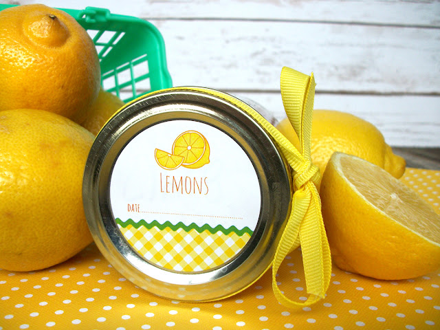 Gingham Lemon Canning Jar Labels