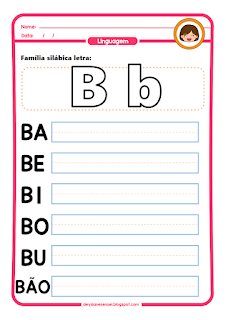 LETRA B:  Atividades de alfabeto para homeschooling