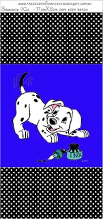 101 Dalmatians in Black and Blue Free Printable Candy Bar Labels.