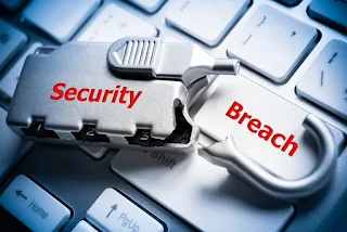 Data security breach - a padlock on keyboard
