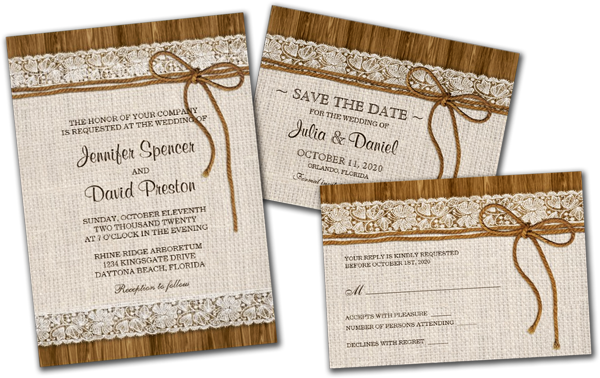  Rustic Burlap & Lace Wedding Reception Invitation