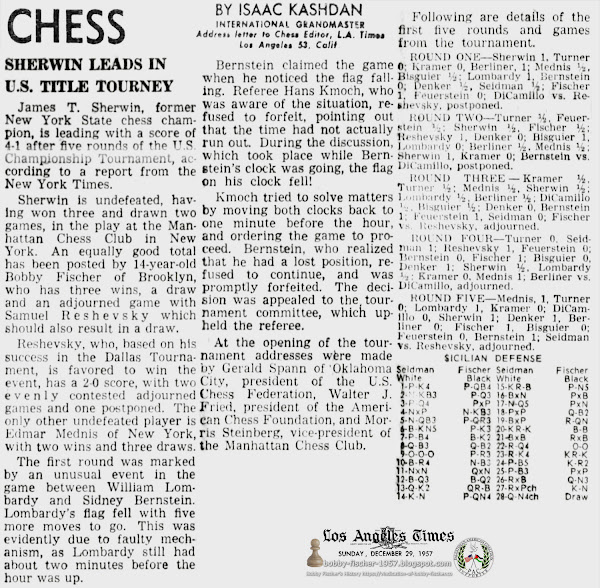 Bobby Fischer in U.S. Title Tourney