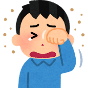 目をこする人のイラスト（男性）