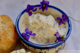 Fresh wild violets and wild violet sugar make a sweetly floral compound butter perfect for celebrating all things Spring. Add this spread to an Easter or Mother's Day brunch to bring a taste of fresh local foods to your table.