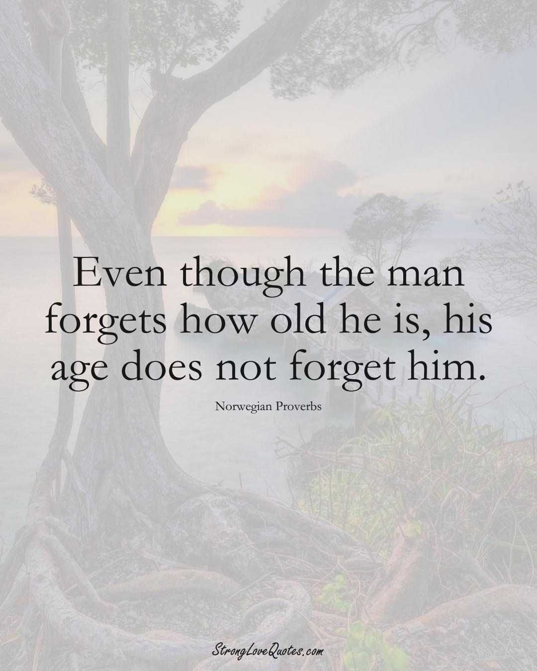 Even though the man forgets how old he is, his age does not forget him. (Norwegian Sayings);  #EuropeanSayings
