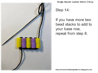 Click the image to view the single needle ladder stitch beading tutorial step 14 image larger.