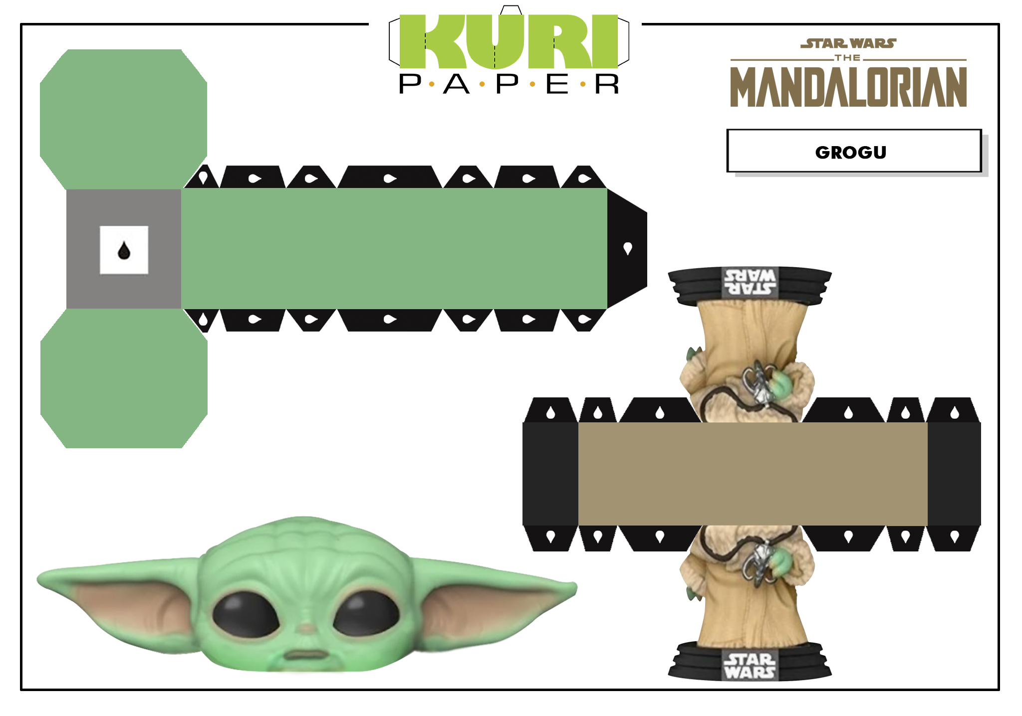 Kuri Paper - Mini Funko  Grogu The Mandalorian papercraft