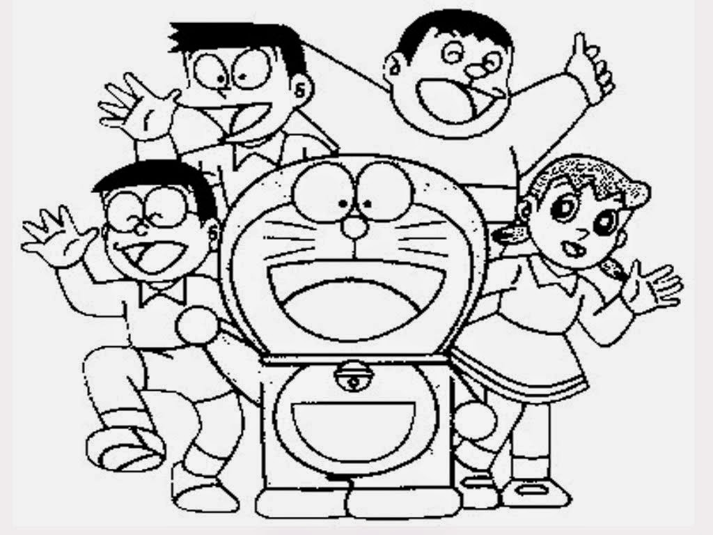  Gambar  Mewarnai Nobita  dan  Doraemon  Gambar  Mewarnai Lucu
