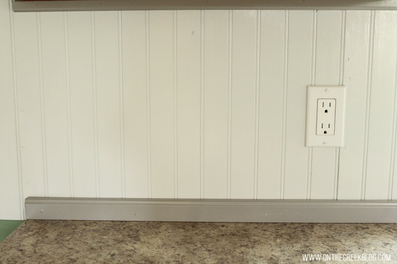 Completed beadboard kitchen backsplash with farmhouse charm! | on the creek blog // www.onthecreekblog.com