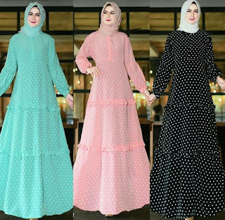 Gambar Model Gamis Lebaran Tanah Abang Terbaru Warna Biru Pink Hitam 