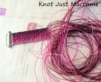 Micro macrame bracelet in progress by Sherri Stokey