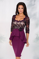 Rochie MBG mov cu dantela si peplum