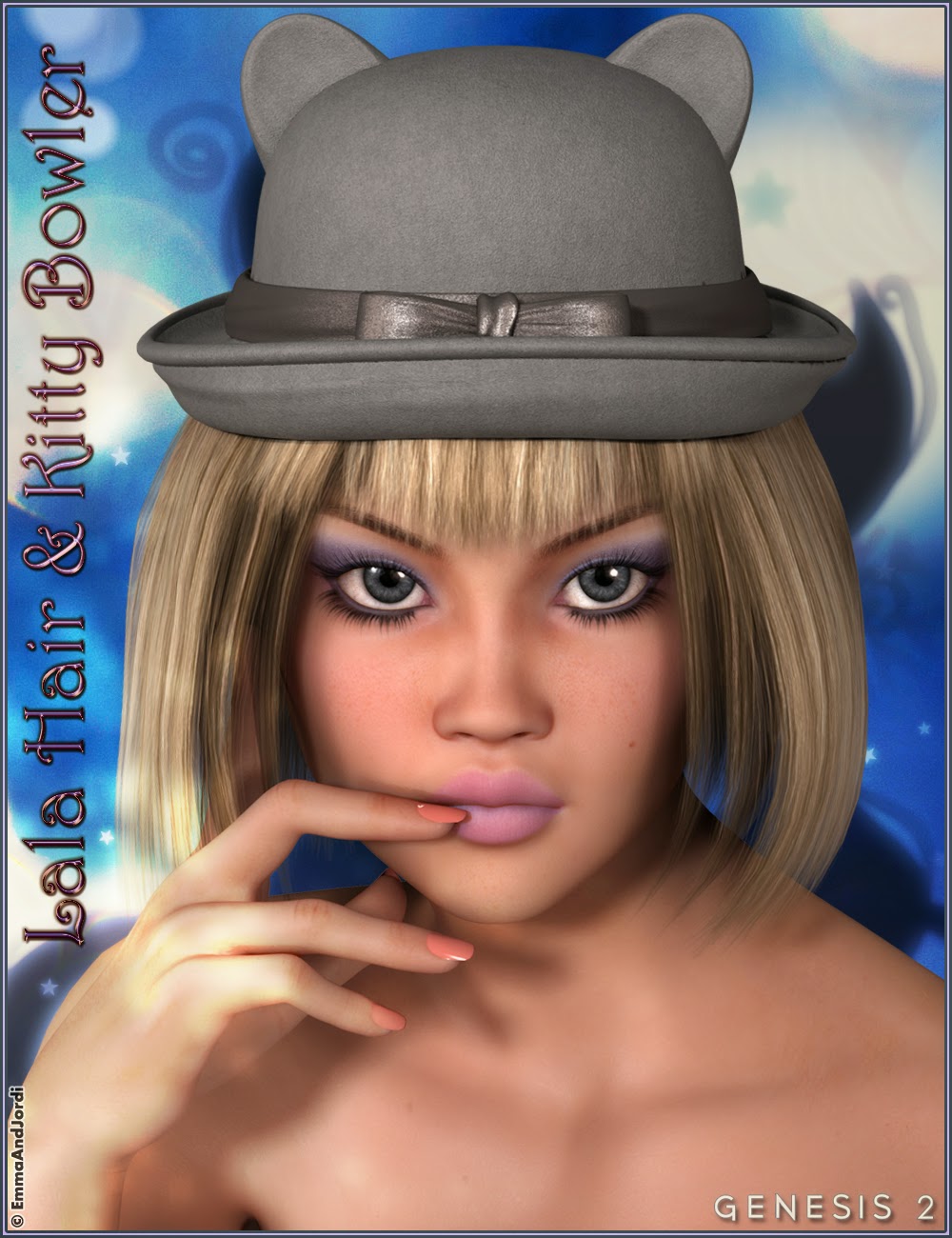 http://www.daz3d.com/lala-hair-and-kitty-bowler