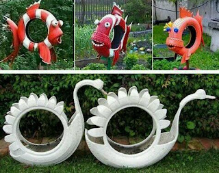 Animales hechos con neumáticos reciclados