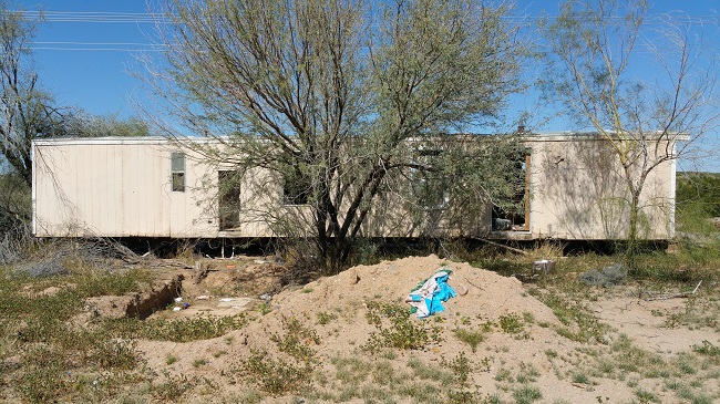 Urban Exploration of Abandoned trailer home at Beeline Dragway ruins near Phoenix, Arizona