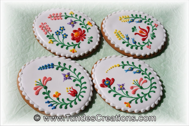 Easter egg cookies with Hungarian folk art flowers 