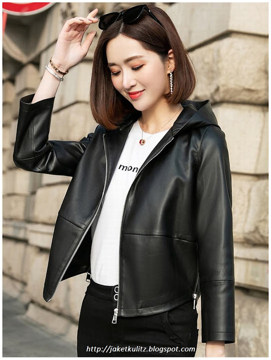 Model Jaket Kulit Wanita Hoodie