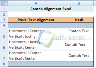 alignment in Excel