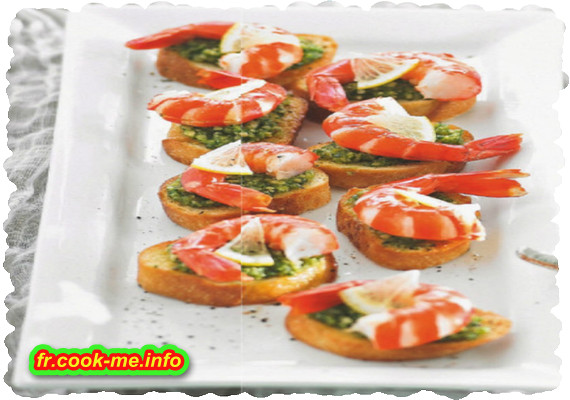 Bruschetta aux crevettes