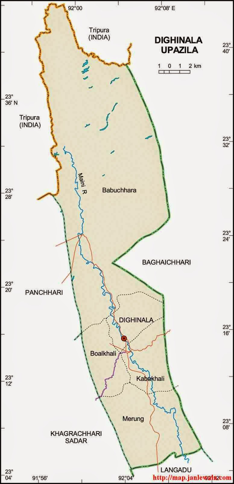 dighinala upazila map of bangladesh
