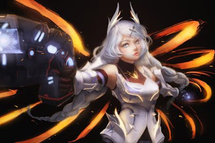 White Hair Anime Girl Gun