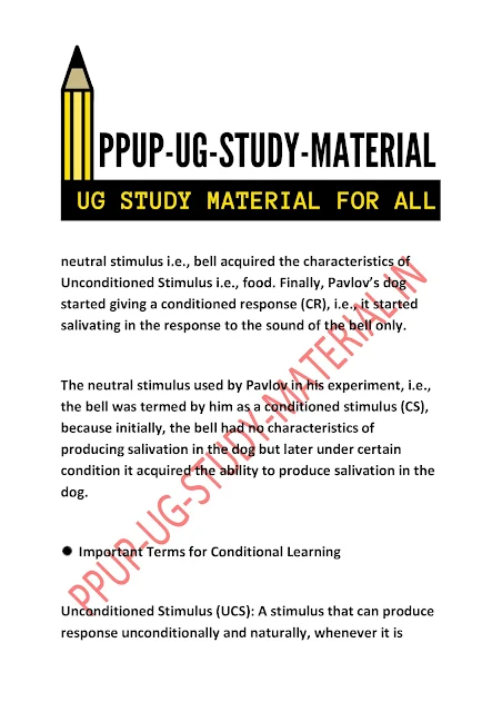 Theories of Learning - Trial and error, Classical conditioning and insight theory of learning  | ppup part 1 psychology subsidiary ug study material download pdf