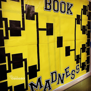 Book Madness: Details for Setup and Implementation - black placeholder on yellow bulletin board paper