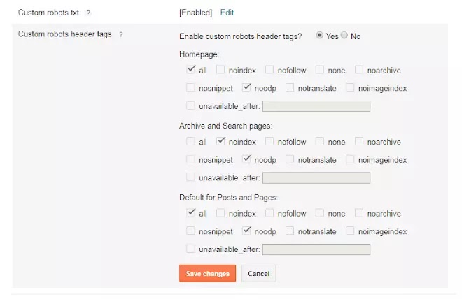 Custom Robot Header Tags