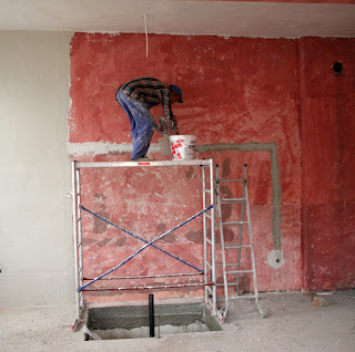 Scaffold over the stairwell