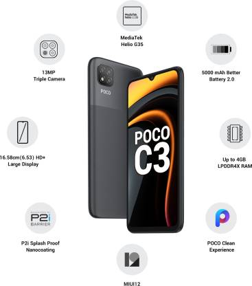 POCO C3 (Matte Black, 64 GB)  (4 GB RAM) - On Flipkart
