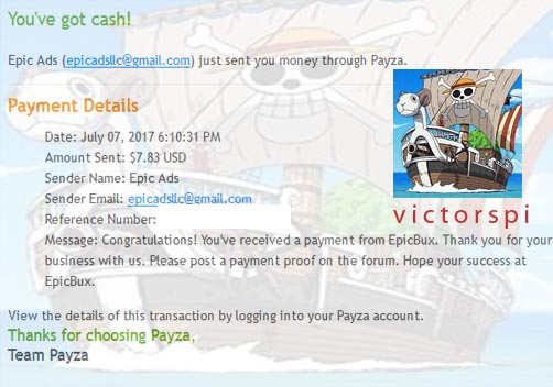 Pago recibido de Epicbux no scam