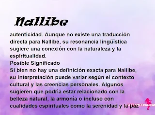 ▷ Significado del nombre Nallibe