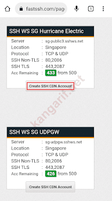 klik create ssh cdn account